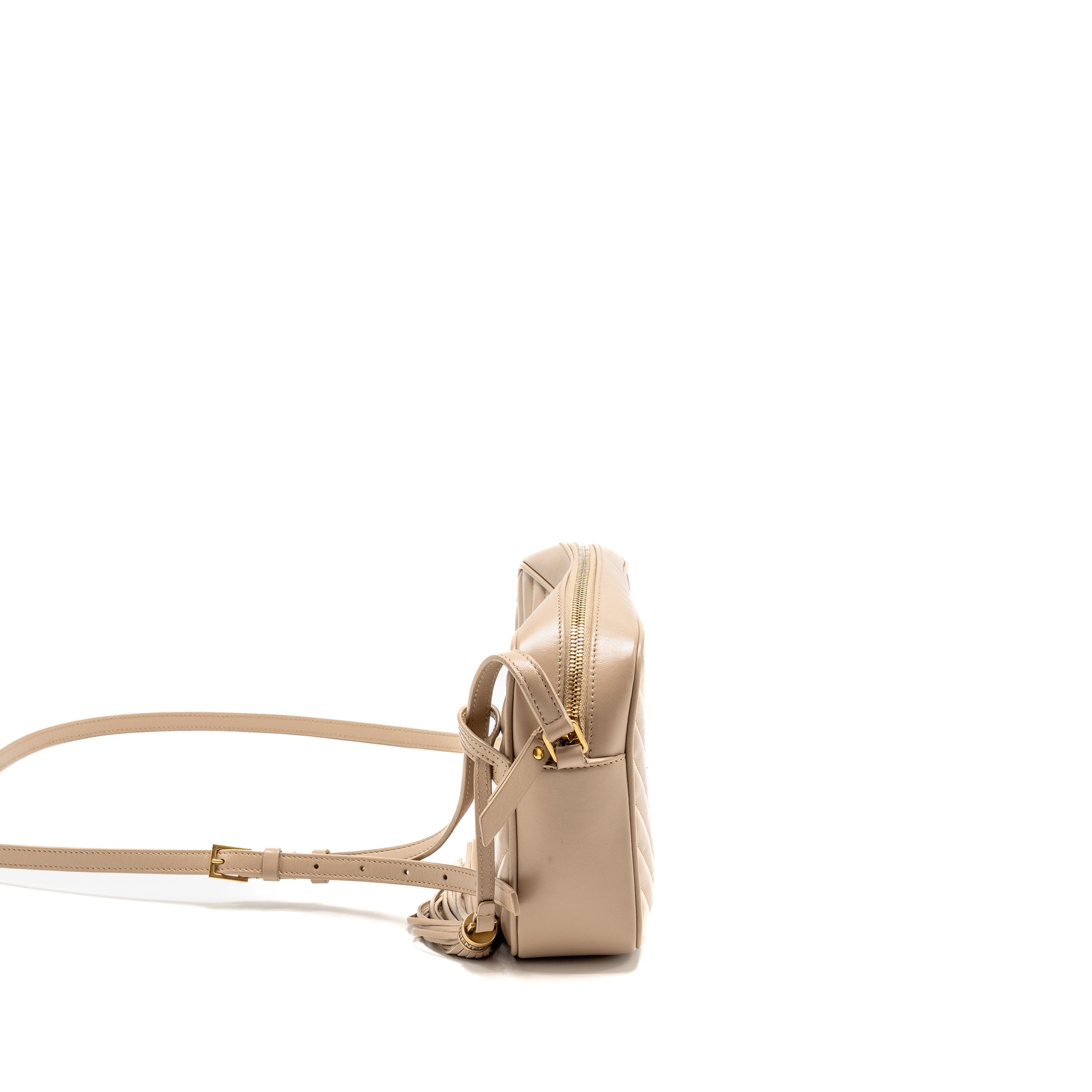 SAINT LAURENT/YSL LOU CAMERA BAG CALFSKIN BEIGE GHW