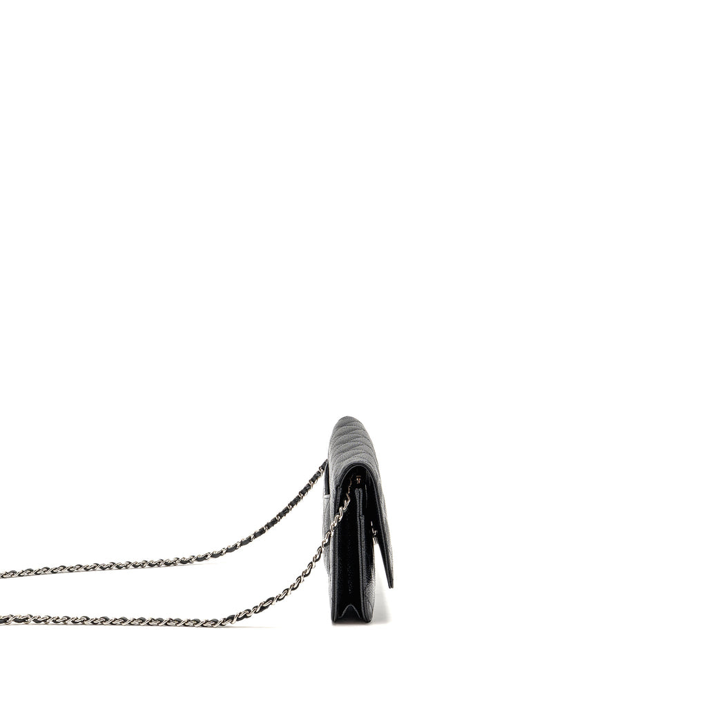 CHANEL CLASSIC WALLET ON CHAIN CAVIAR BLACK SHW (MICROCHIP)