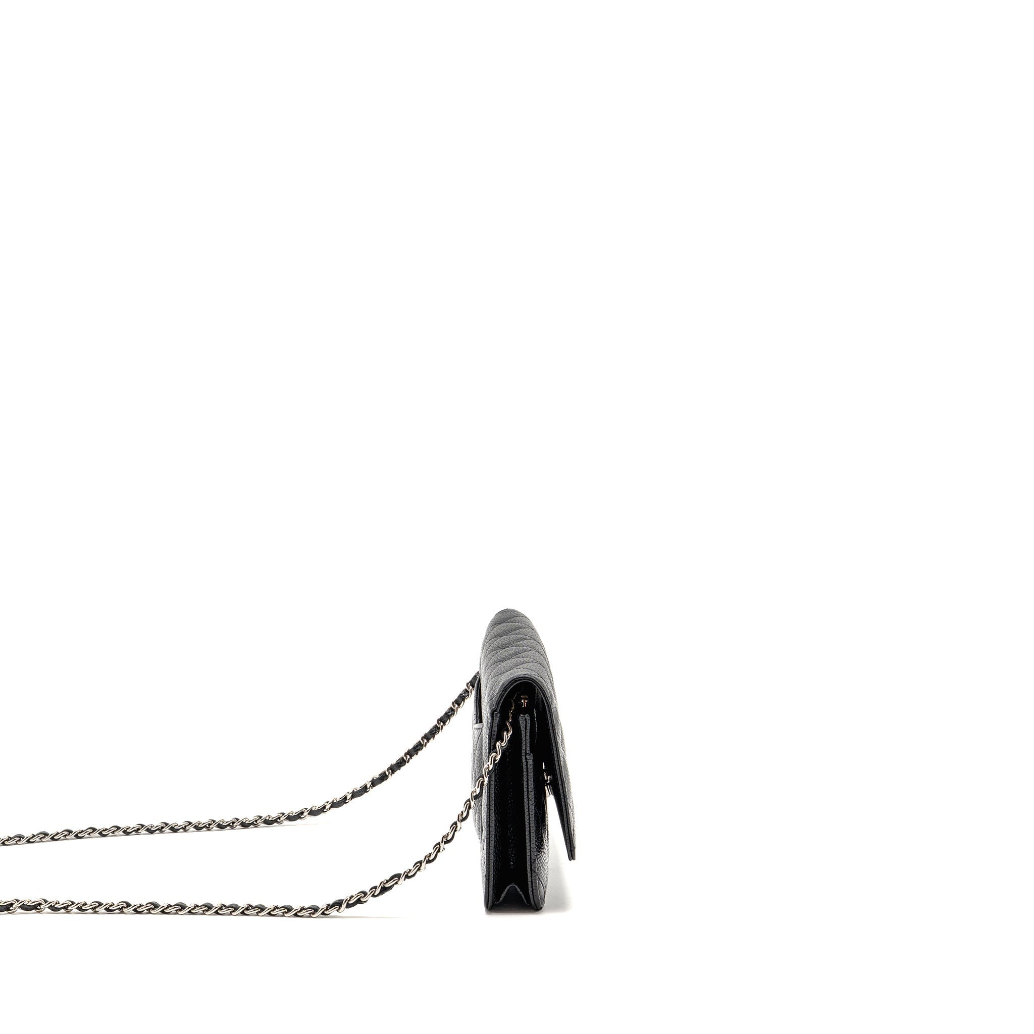 CHANEL CLASSIC WALLET ON CHAIN CAVIAR BLACK SHW (MICROCHIP)