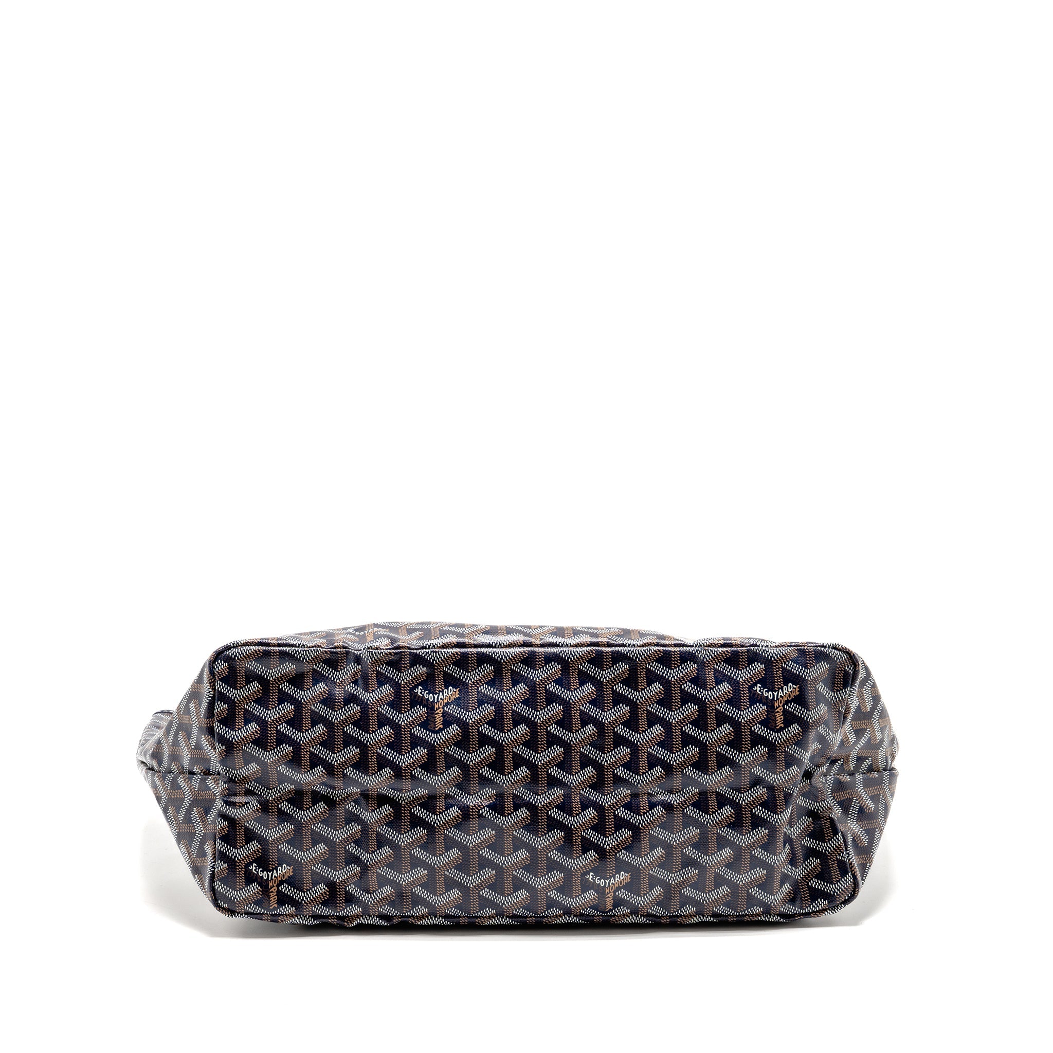 GOYARD SAINT LOUIS PM TOTE GOYARDINE CANVAS/CALFSKIN NAVY BLUE SHW