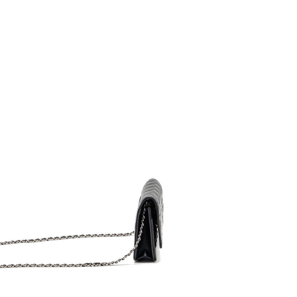 CHANEL CLASSIC WALLET ON CHAIN CAVIAR BLACK SHW (MICROCHIP)