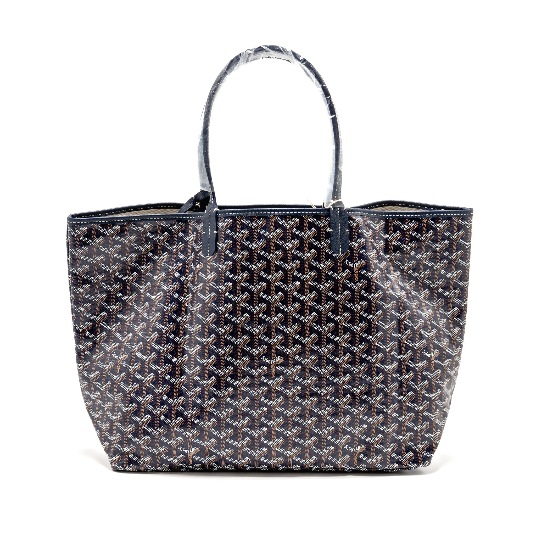 GOYARD SAINT LOUIS PM TOTE GOYARDINE CANVAS/CALFSKIN NAVY BLUE SHW
