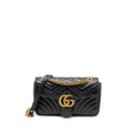 GUCCI SMALL GG MARMONT SHOULDER BAG CALFSKIN BLACK GHW