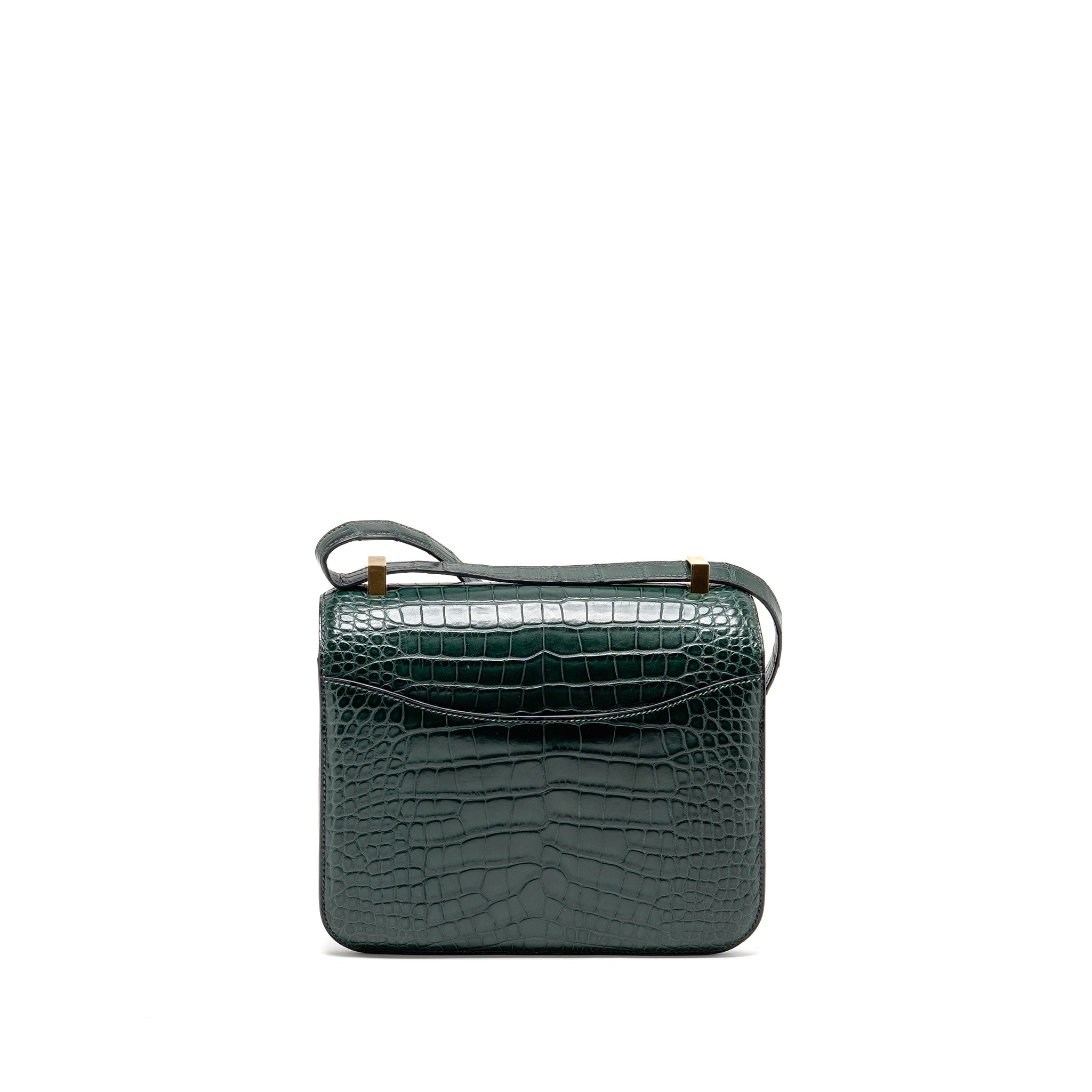 HERMES CONSTANCE 24 ALLIGATOR MISSISSIPPIENSIS MAT VERT FONCE GHW