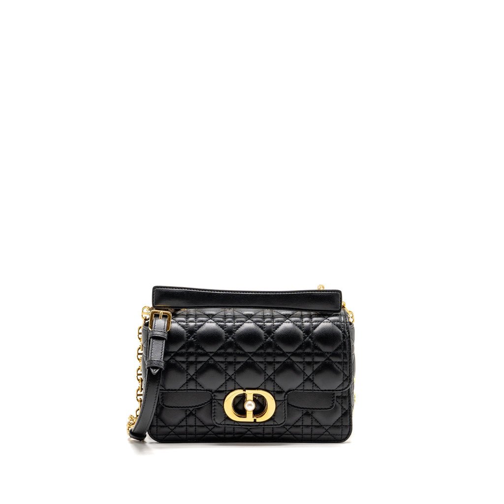 DIOR SMALL DIOR JOLIE TOP HANDLE BAG CANNAGE CALFSKIN BLACK GHW