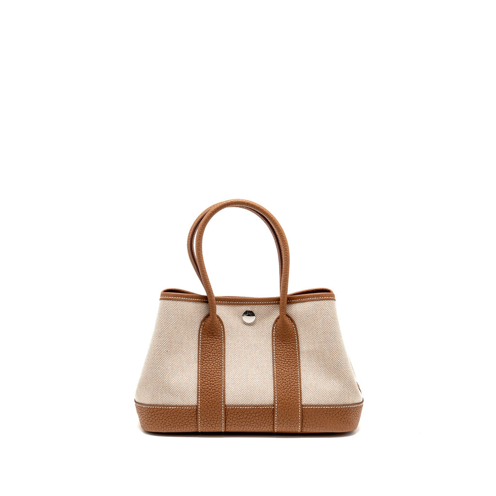 HERMES NEO GARDEN PARTY 23 CANVAS/NEGONDA ECRU-BEIGE/GOLD SHW