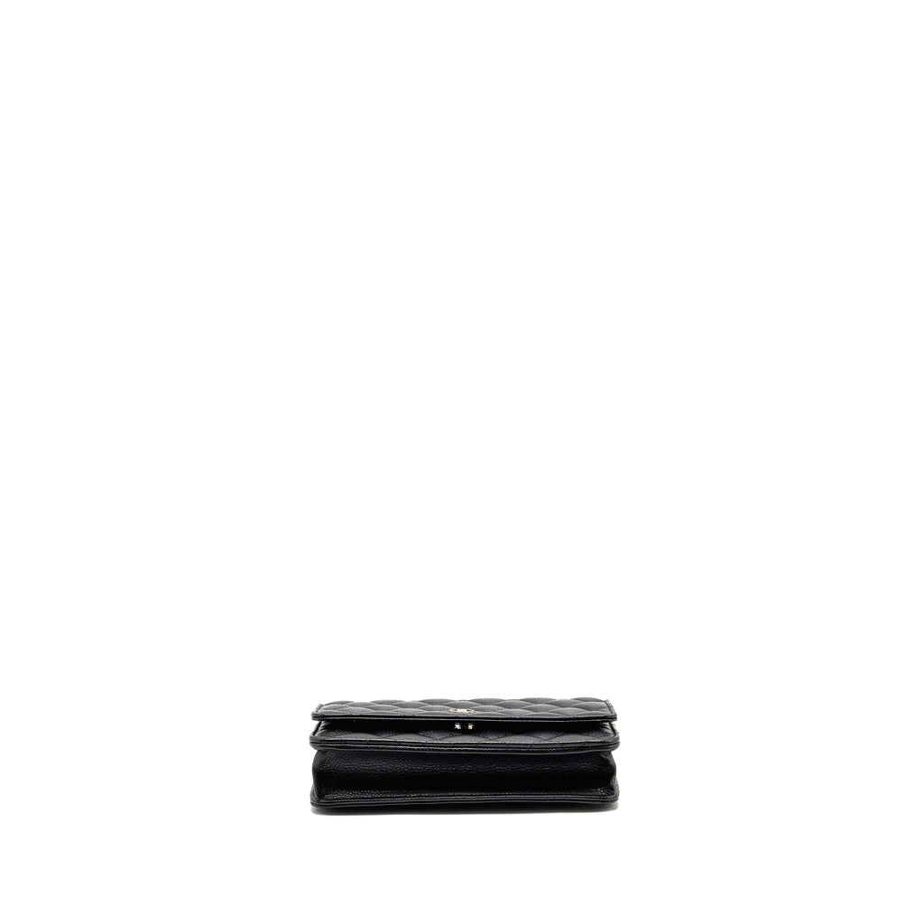 CHANEL CLASSIC WALLET ON CHAIN CAVIAR BLACK SHW (MICROCHIP)