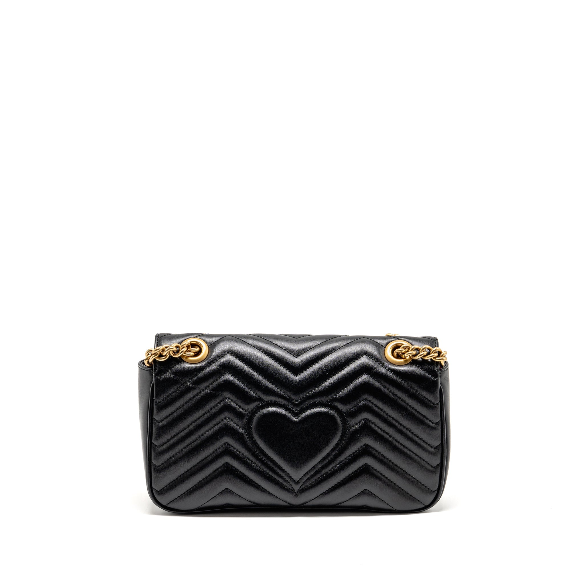 GUCCI SMALL GG MARMONT SHOULDER BAG CALFSKIN BLACK GHW