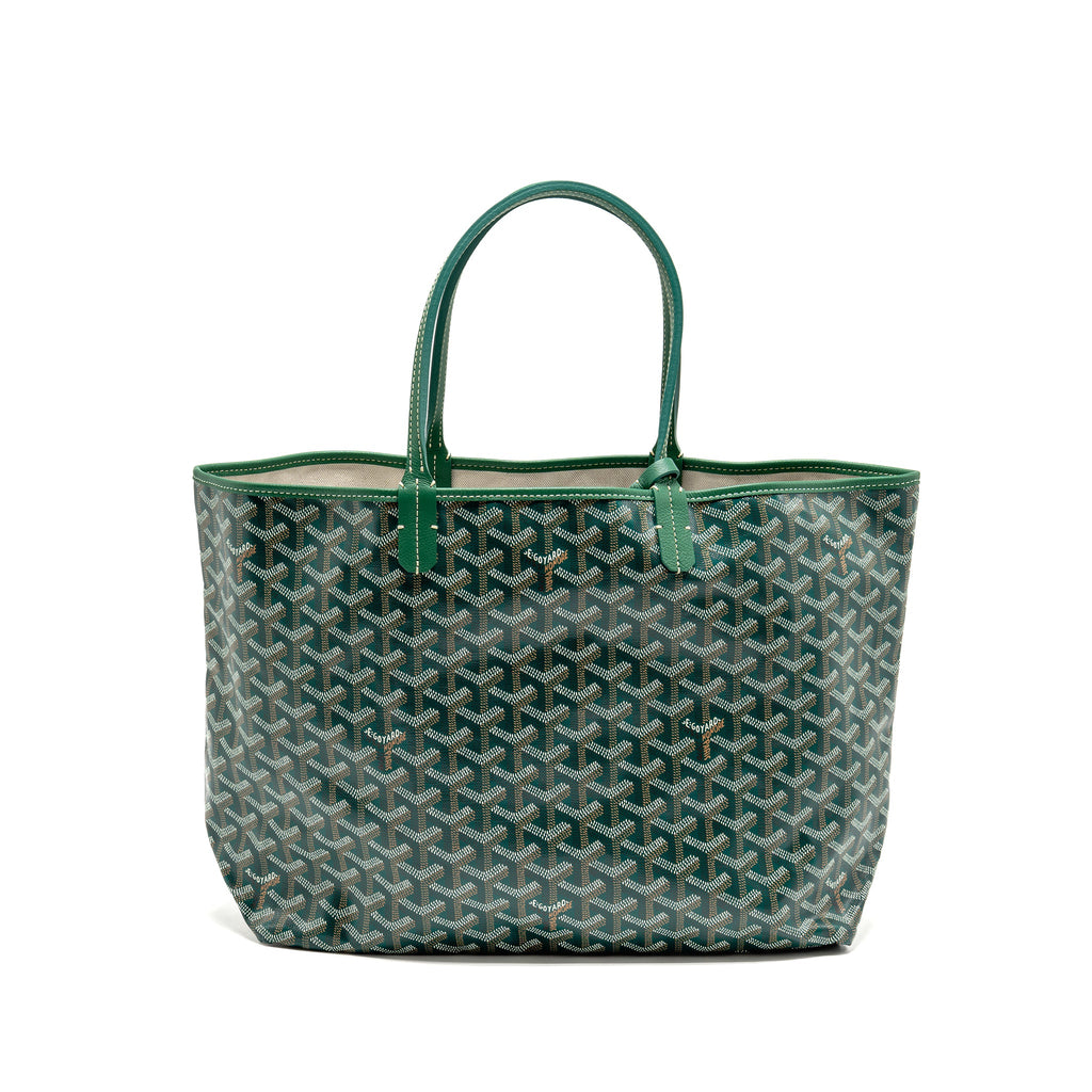 GOYARD SAINT LOUIS PM BAG GOYARDINE CANVAS/CHEVROCHES CALFSKIN GREEN SHW