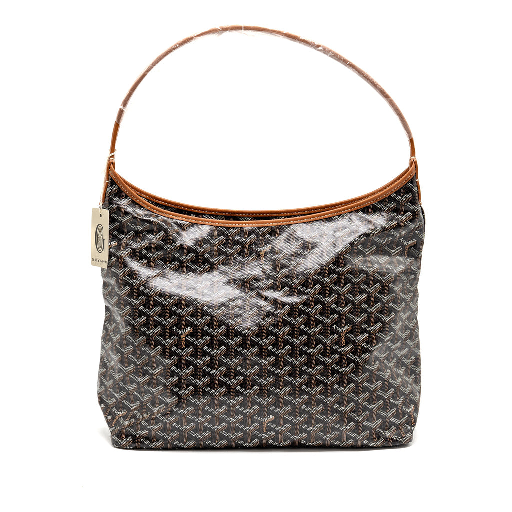 GOYARD BOHEME HOBO BAG GOYARDINE CANVAS/CALFSKIN BROWN SHW