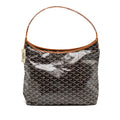 GOYARD BOHEME HOBO BAG GOYARDINE CANVAS/CALFSKIN BROWN SHW