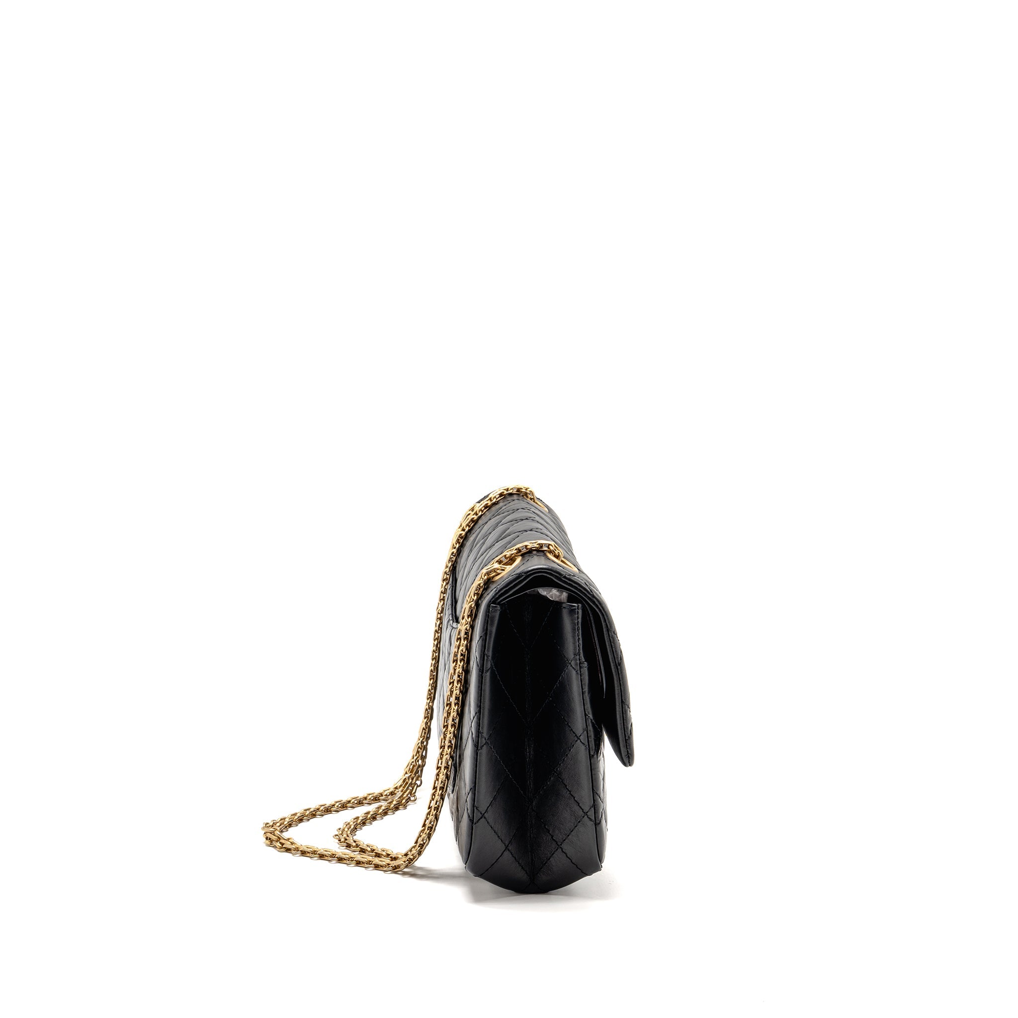 CHANEL LARGE 2.55 REISSUE FLAP BAG AGED CALFSKIN BLACK GHW