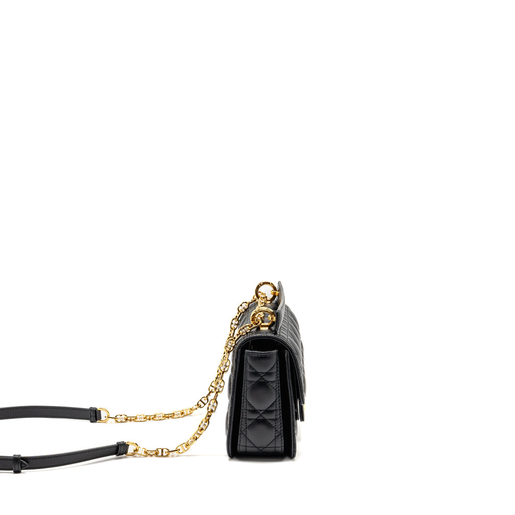 DIOR SMALL DIOR JOLIE TOP HANDLE BAG CANNAGE CALFSKIN BLACK GHW