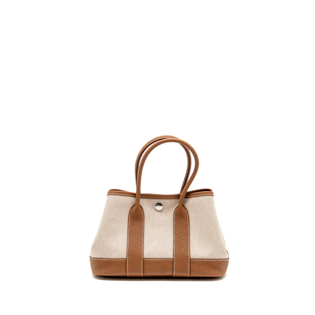 HERMES NEO GARDEN PARTY 23 CANVAS/NEGONDA ECRU-BEIGE/GOLD SHW