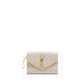 SAINT LAURENT ENVELOPE FLAP POUCH GRAINED CALFSKIN BLANC VINTAGE GHW