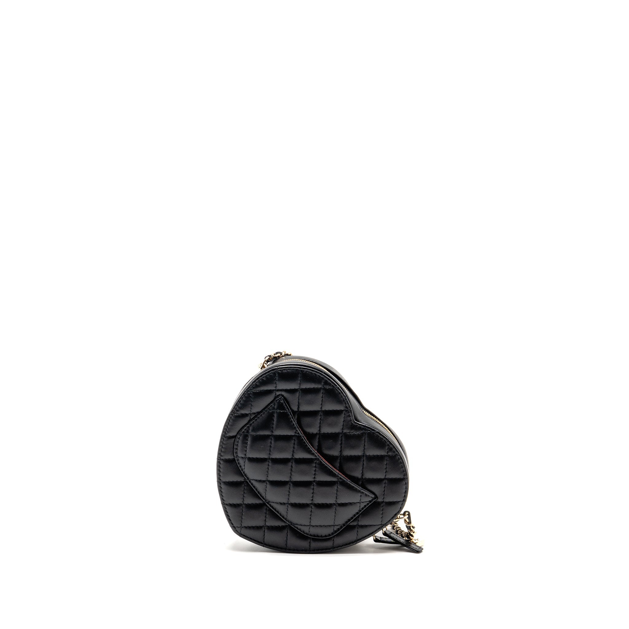 CHANEL 22S HEART BAG LAMBSKIN BLACK LGHW (MICROCHIP)
