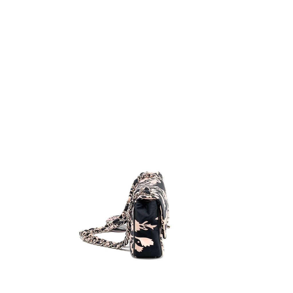 CHANEL MIRROR CHARM SINGLE FLAP BAG FABRIC BLACK/PINK SHW