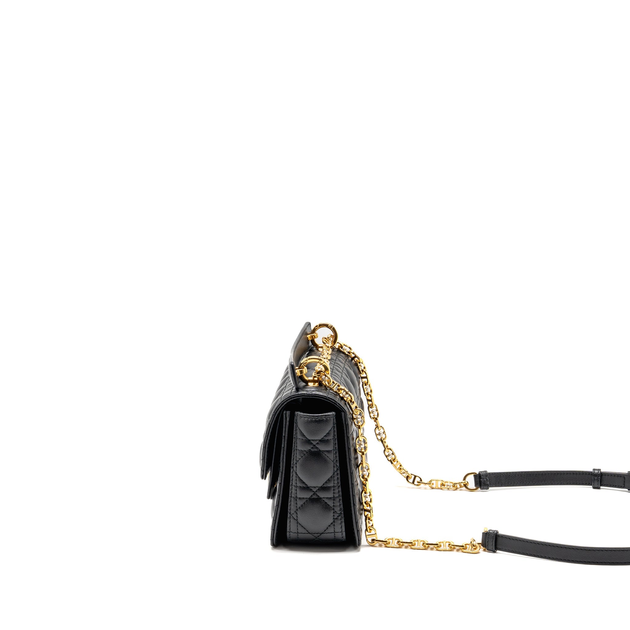 DIOR SMALL DIOR JOLIE TOP HANDLE BAG CANNAGE CALFSKIN BLACK GHW