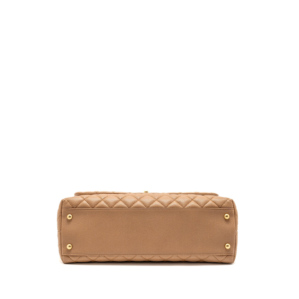 CHANEL LARGE COCO HANDLE WITH LIZARD HANDLE CAVIAR BEIGE GHW