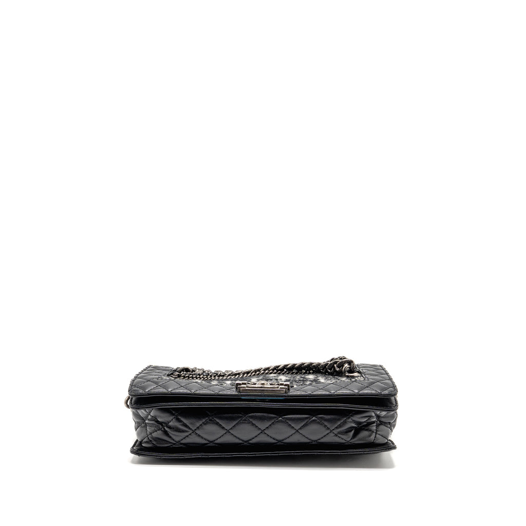 CHANEL MULTI CHAIN BOY BAG CALFSKIN/TWEED BLACK SHW