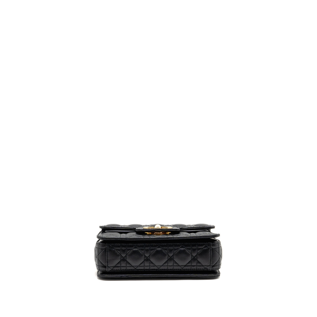 DIOR SMALL DIOR JOLIE TOP HANDLE BAG CANNAGE CALFSKIN BLACK GHW
