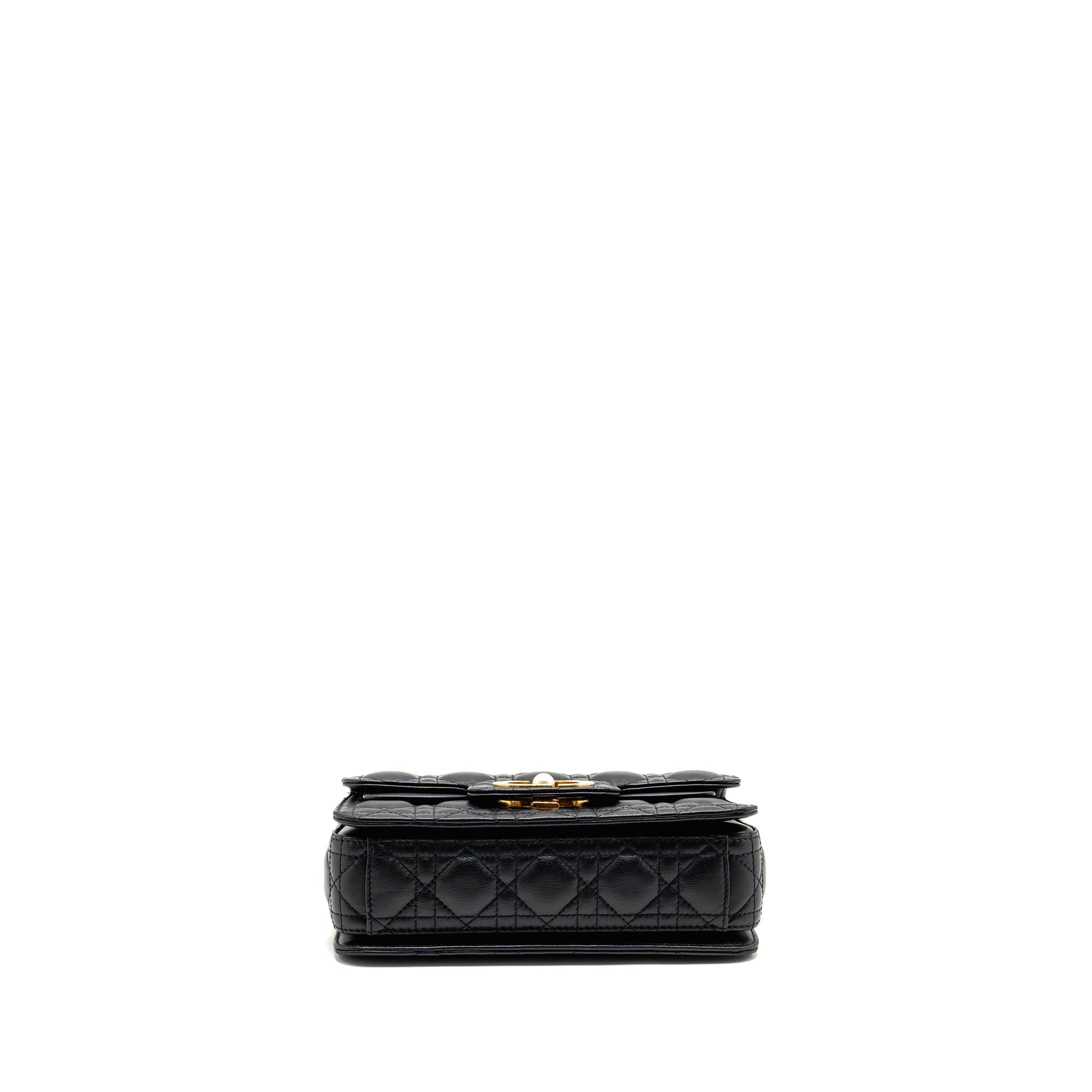 DIOR SMALL DIOR JOLIE TOP HANDLE BAG CANNAGE CALFSKIN BLACK GHW