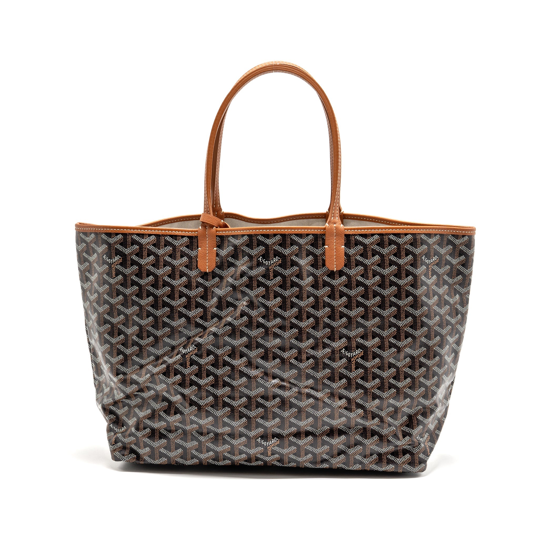 GOYARD SAINT LOUIS PM GOYARDINE CANVAS/CHEVROCHES CALFSKIN BLACK/TAN SHW