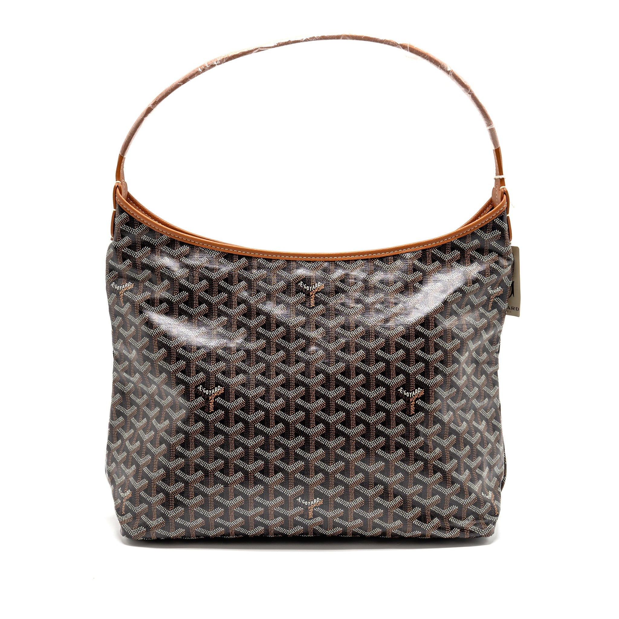 GOYARD BOHEME HOBO BAG GOYARDINE CANVAS/CALFSKIN BROWN SHW