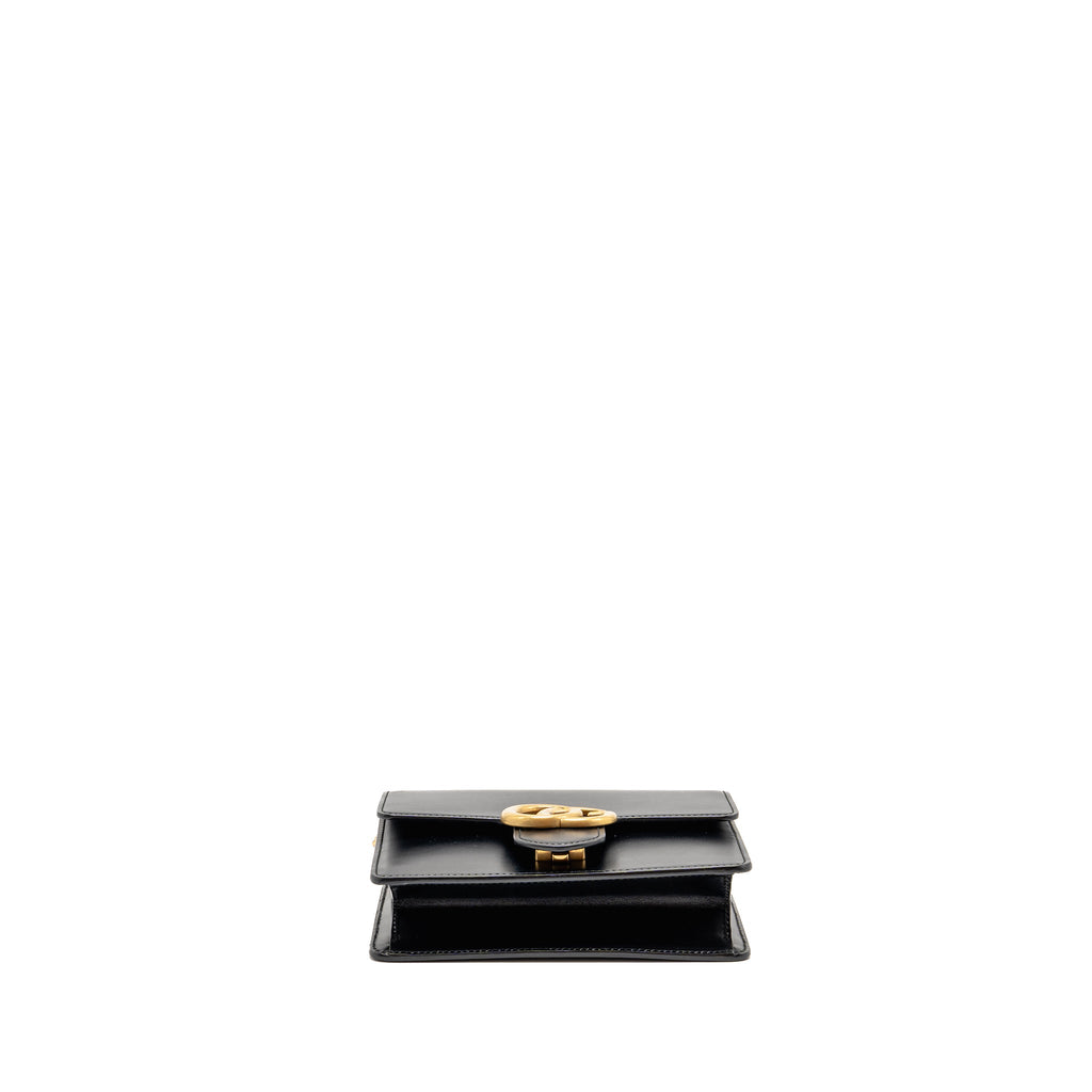 GUCCI GG MARMONT SQUARE PURSE BAG CALFSKIN BLACK GHW