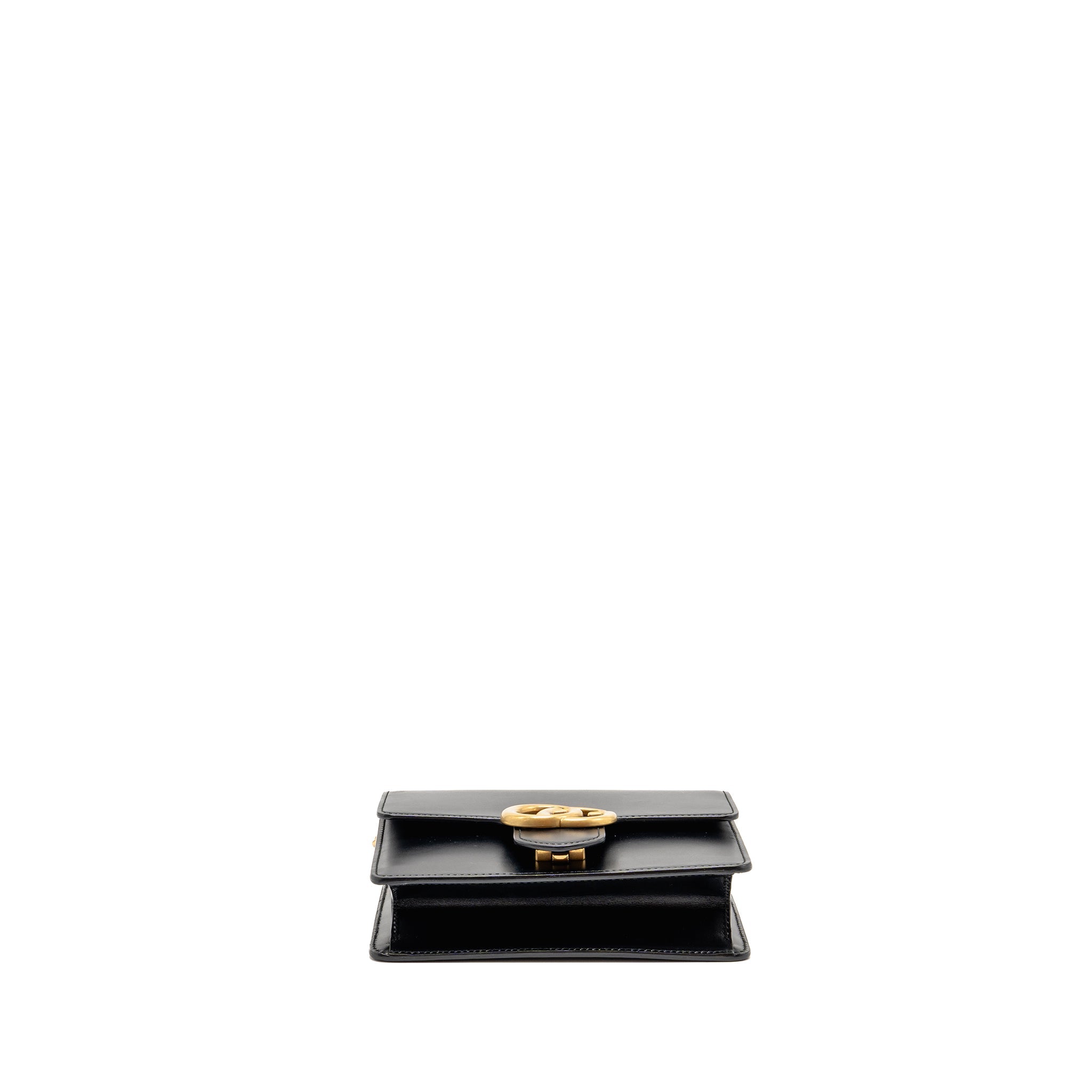 GUCCI GG MARMONT SQUARE PURSE BAG CALFSKIN BLACK GHW