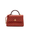 CHANEL LARGE COCO HANDLE WITH LIZARD HANDLE CAVIAR RED GHW