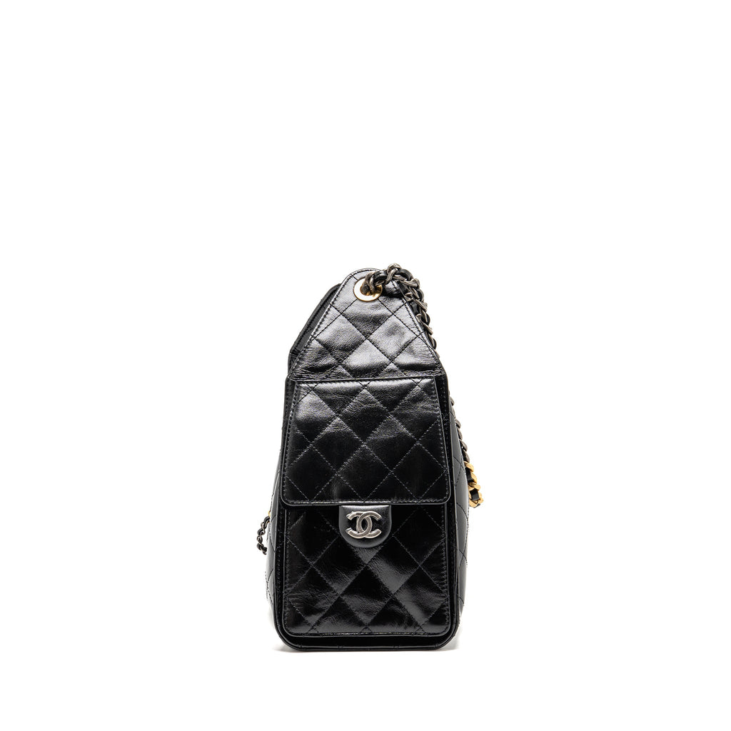 CHANEL SMALL 25 BAG CRUMPLED SHINY CALFSKIN BLACK MULTICOLOUR HARDWARE (MICROCHIP) (Copy)
