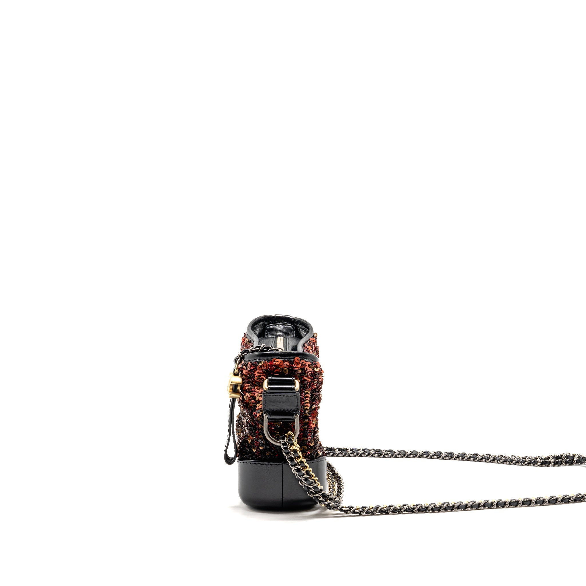 CHANEL SMALL GABRIELLE HOBO BAG SEQUIN/SHINY CALFSKIN ORANGE/BLACK MULTICOLOUR HARDWARE