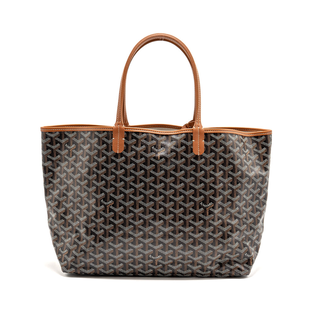 GOYARD SAINT LOUIS PM GOYARDINE CANVAS/CHEVROCHES CALFSKIN BLACK/TAN SHW