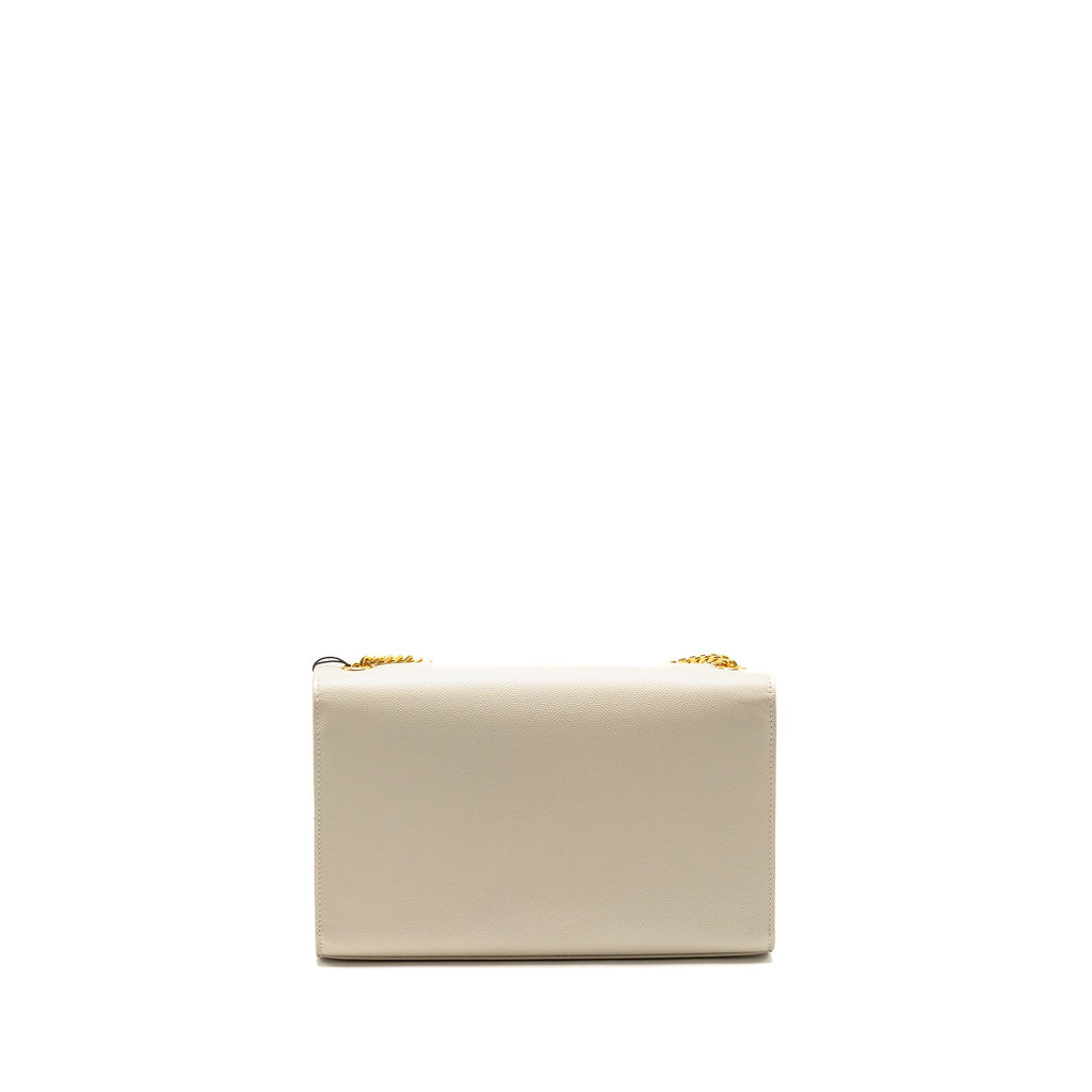 SAINT LAURENT/YSL MEDIUM KATE BAG GRAINED CALFSKIN WHITE GHW