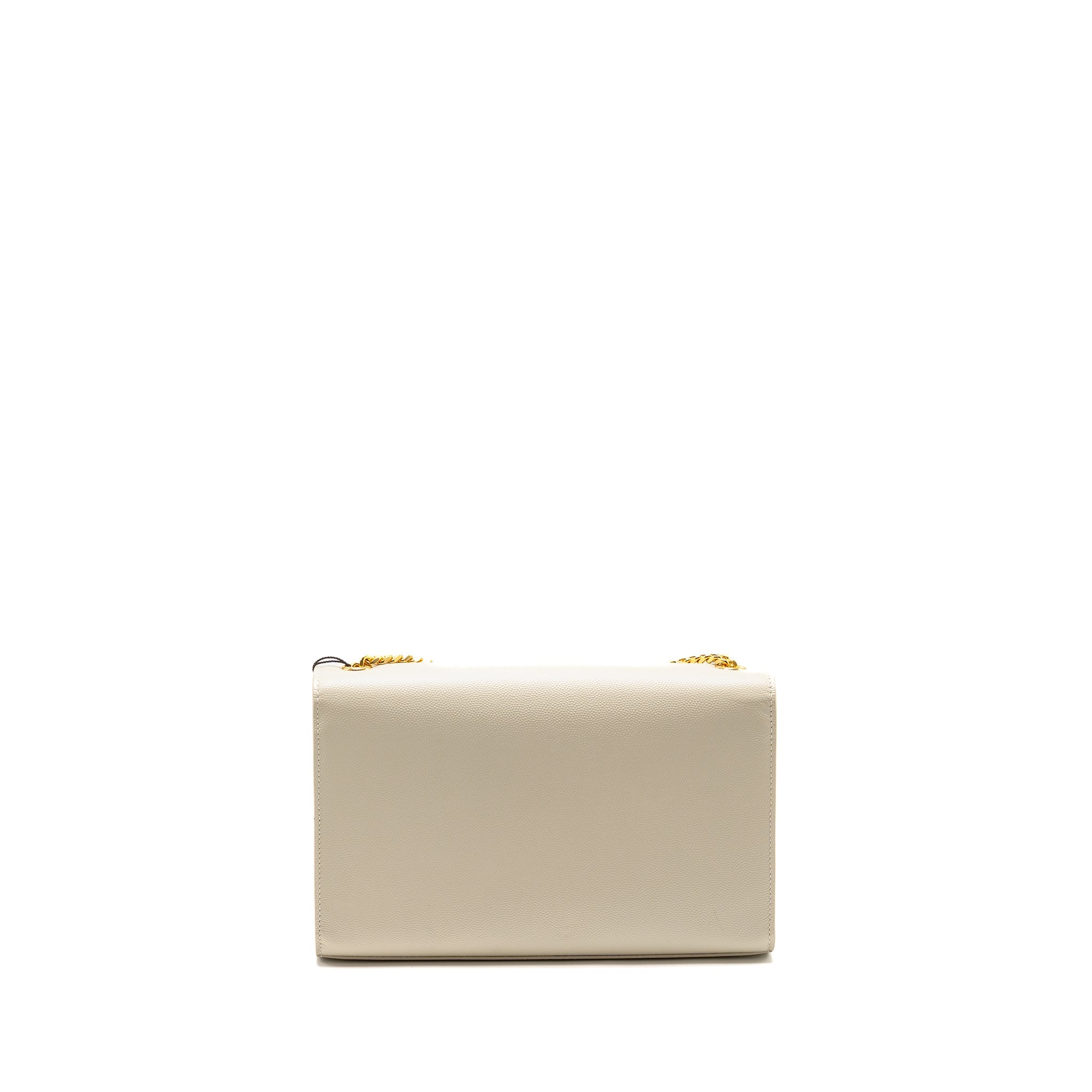 SAINT LAURENT/YSL MEDIUM KATE BAG GRAINED CALFSKIN WHITE GHW