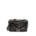 CHANEL MULTI CHAIN BOY BAG CALFSKIN/TWEED BLACK SHW