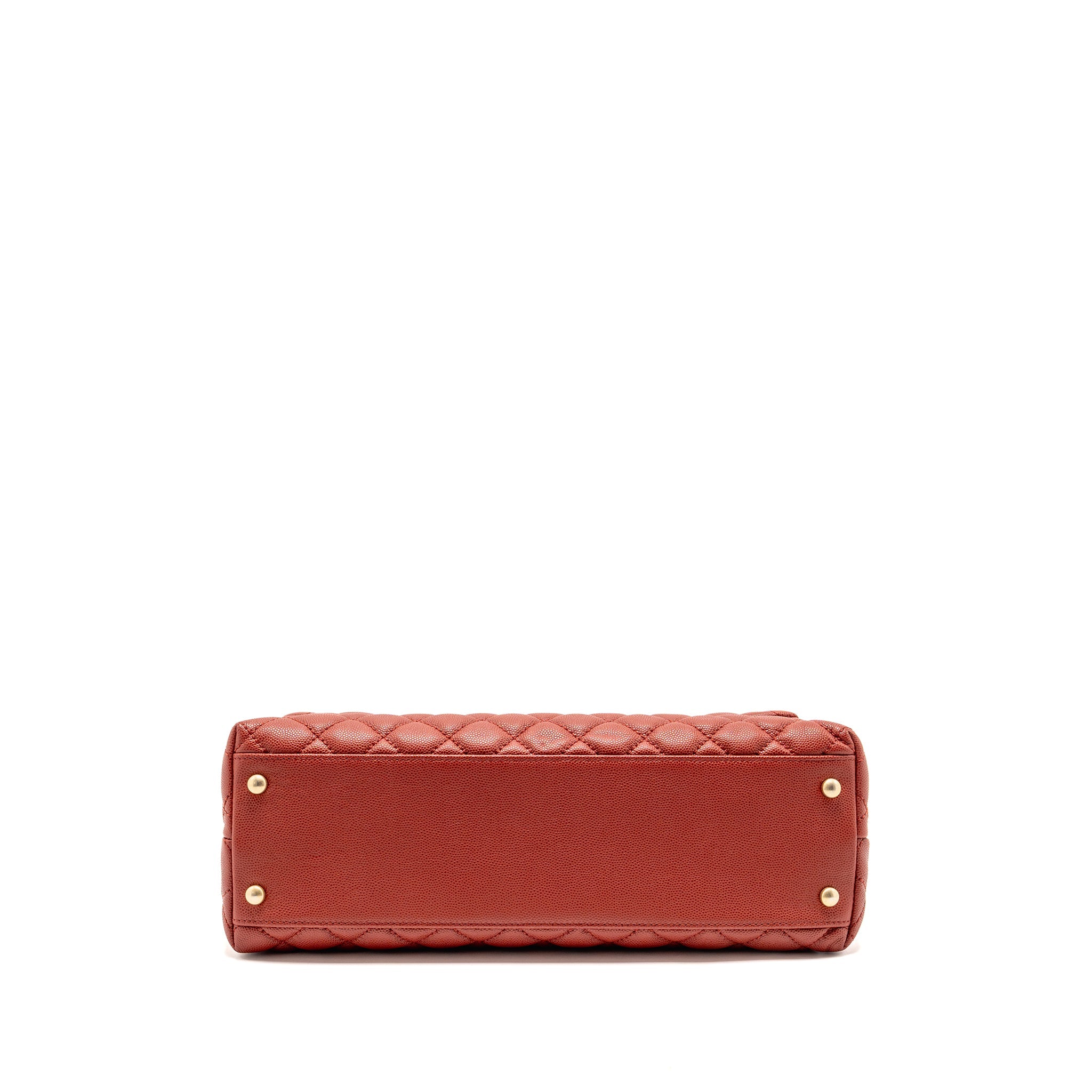 CHANEL LARGE COCO HANDLE WITH LIZARD HANDLE CAVIAR RED GHW