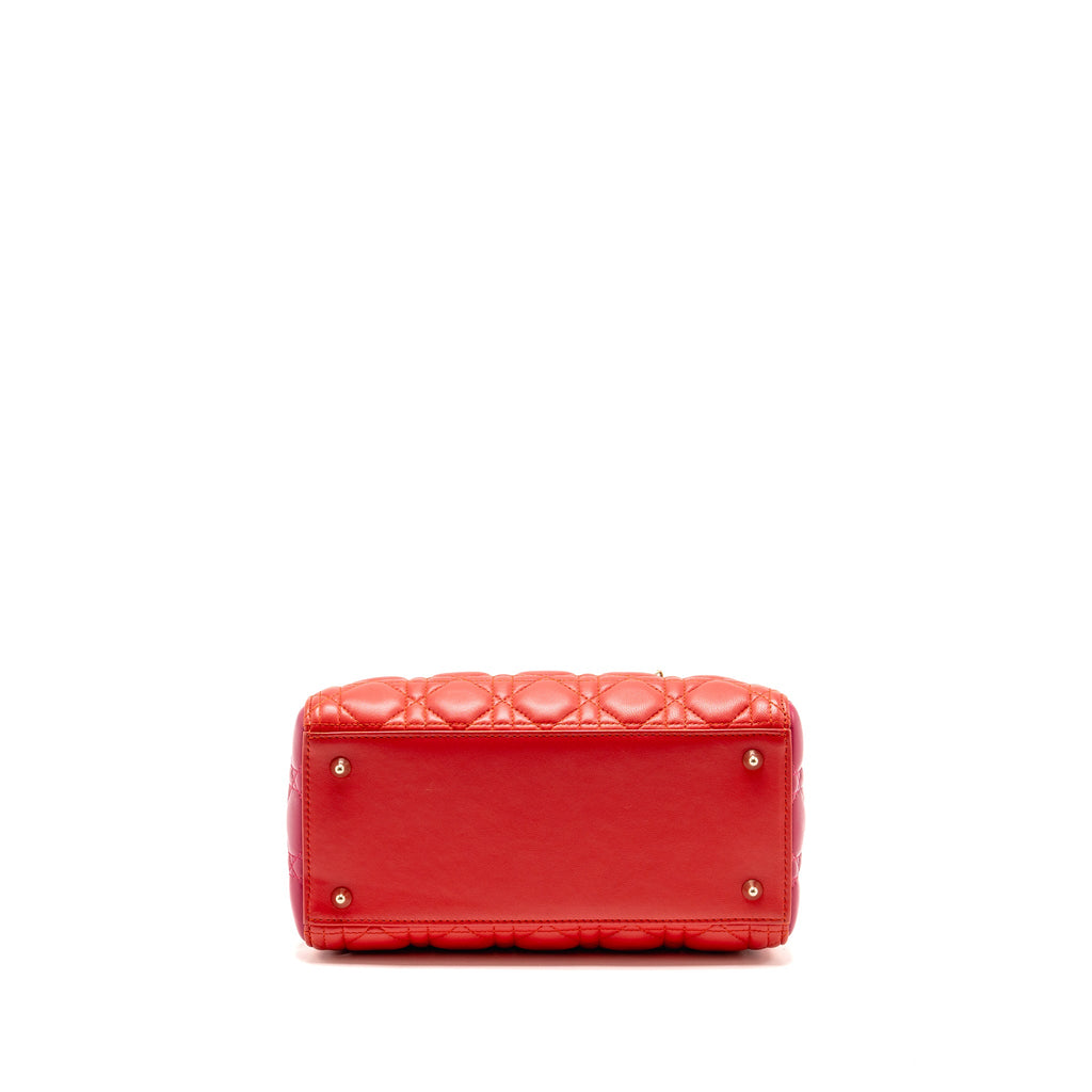 DIOR MEDIUM LADY DIOR LAMBSKIN DARK PINK/PURPLE LGHW