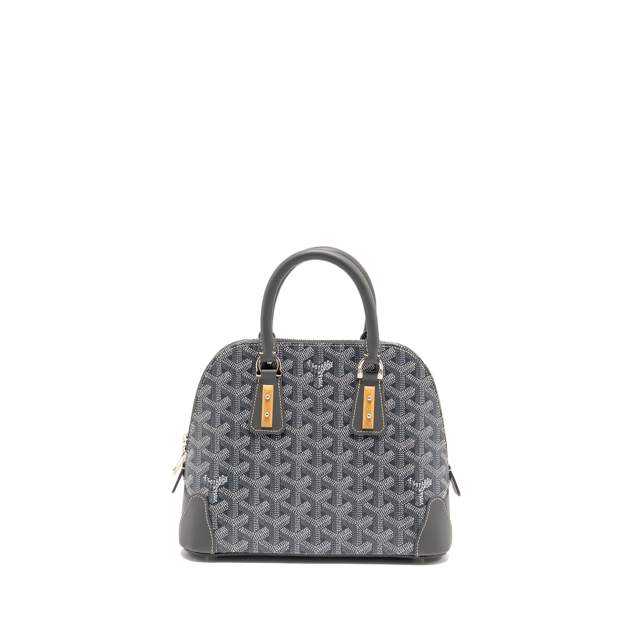 GOYARD VENDOME MINI BAG GOYARDINE CANVAS/CHEVROCHES CALFSKIN GREY SHW
