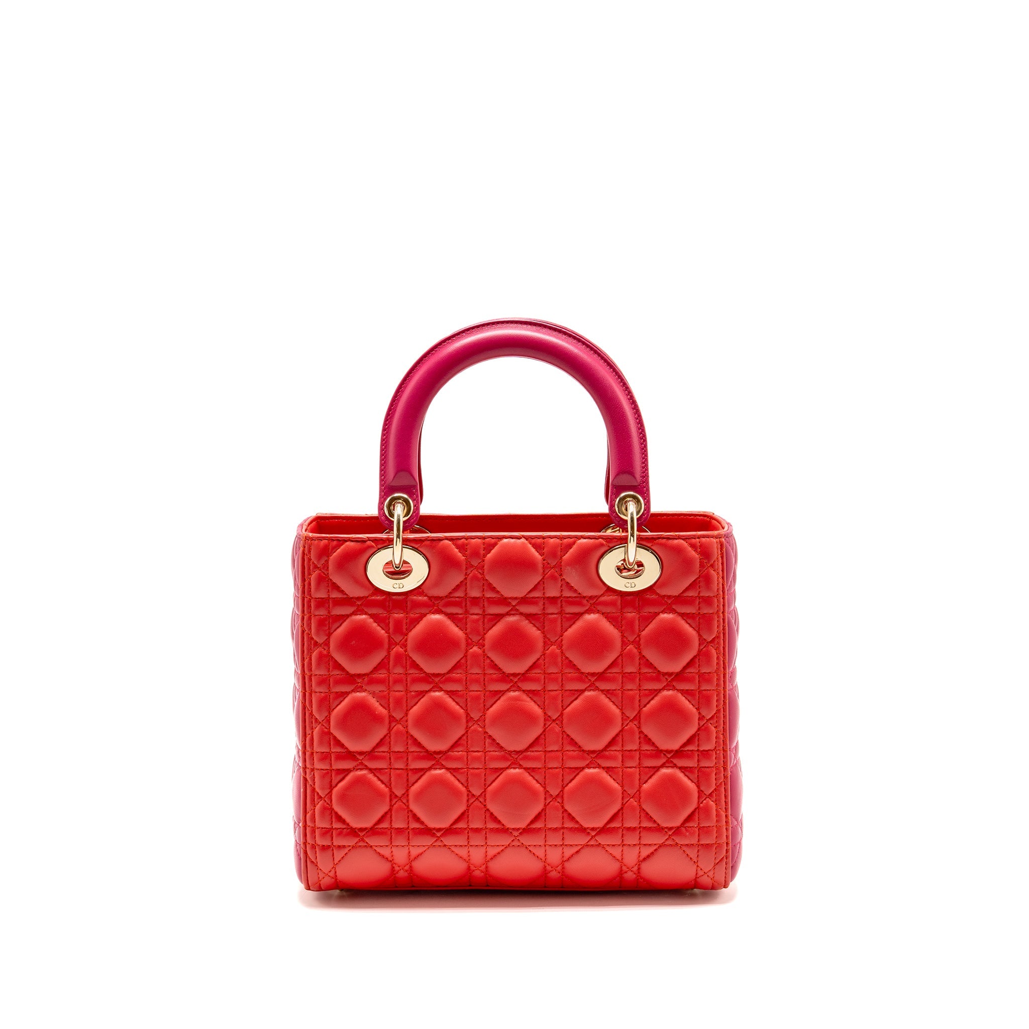 DIOR MEDIUM LADY DIOR LAMBSKIN DARK PINK/PURPLE LGHW