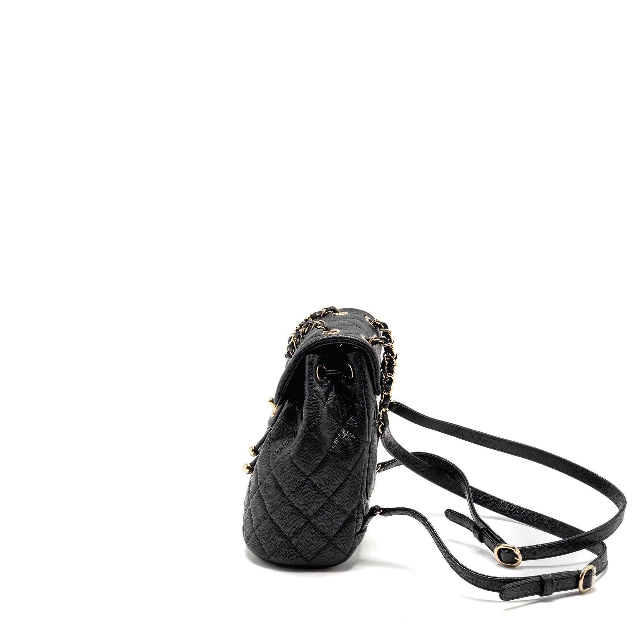 CHANEL QUILTED MINI BACKPACK CAVIAR BLACK LGHW (MICROCHIP)