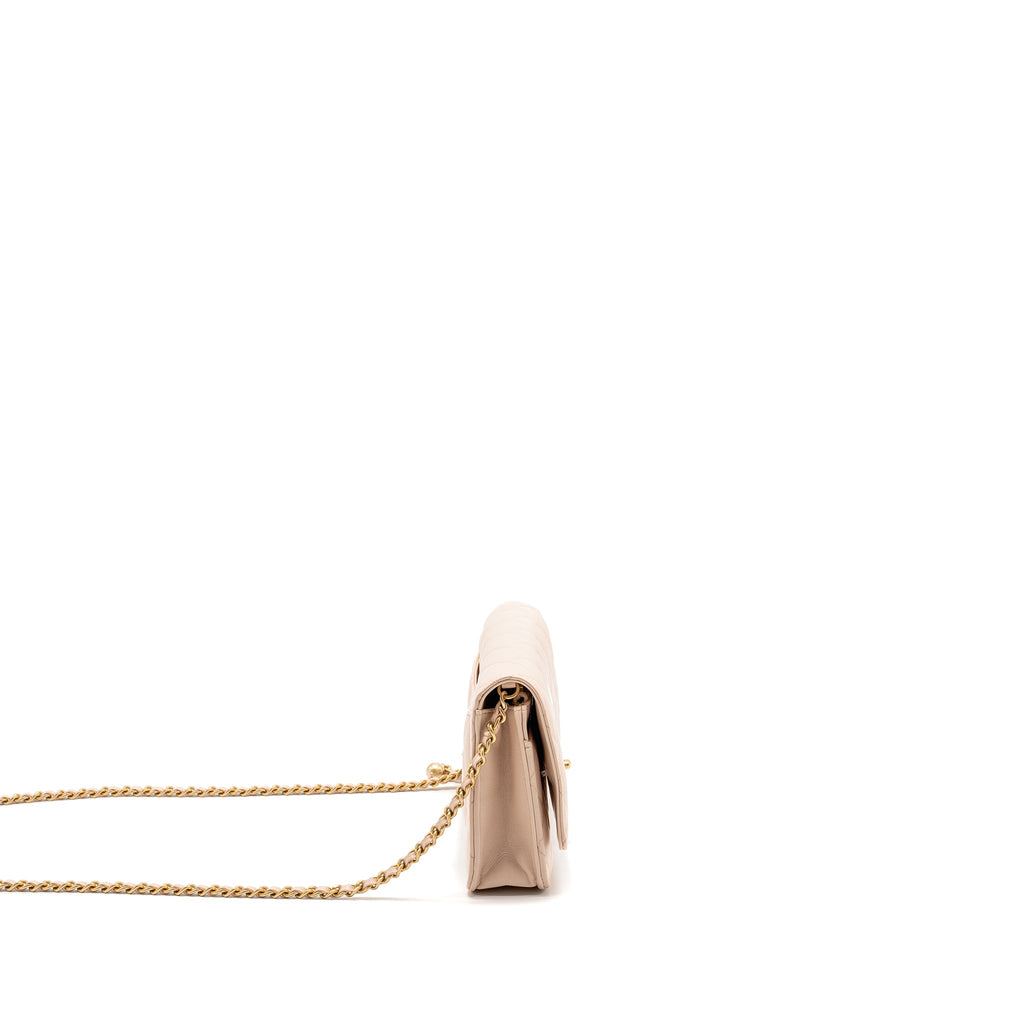 CHANEL PEARL CRUSH WALLET ON CHAIN LAMBSKIN LIGHT PINK GHW (MICROCHIP)