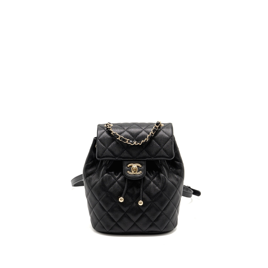 CHANEL QUILTED MINI BACKPACK CAVIAR BLACK LGHW (MICROCHIP)