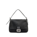 FENDI ZUCCA MAMMA BAGUETTE BAG FF LOGO CANVAS BLACK SHW