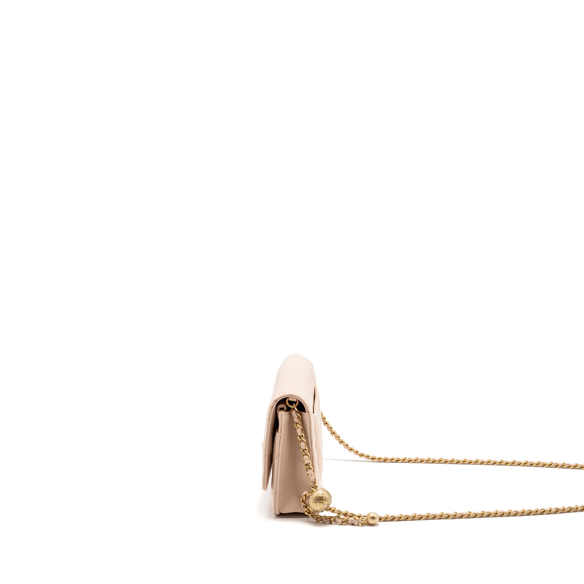 CHANEL PEARL CRUSH WALLET ON CHAIN LAMBSKIN LIGHT PINK GHW (MICROCHIP)