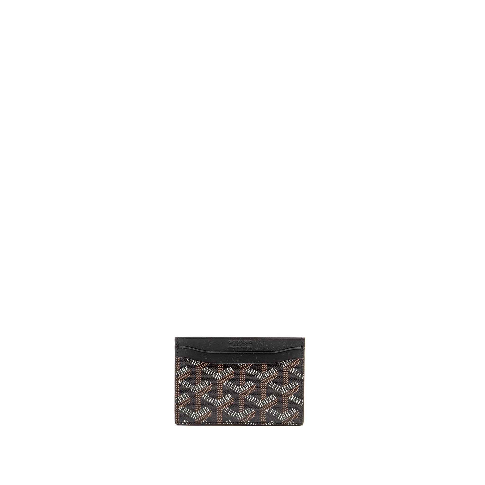 GOYARD SMALL CARD CASE GOYARDINE CANVAS/ CALFSKIN BLACK