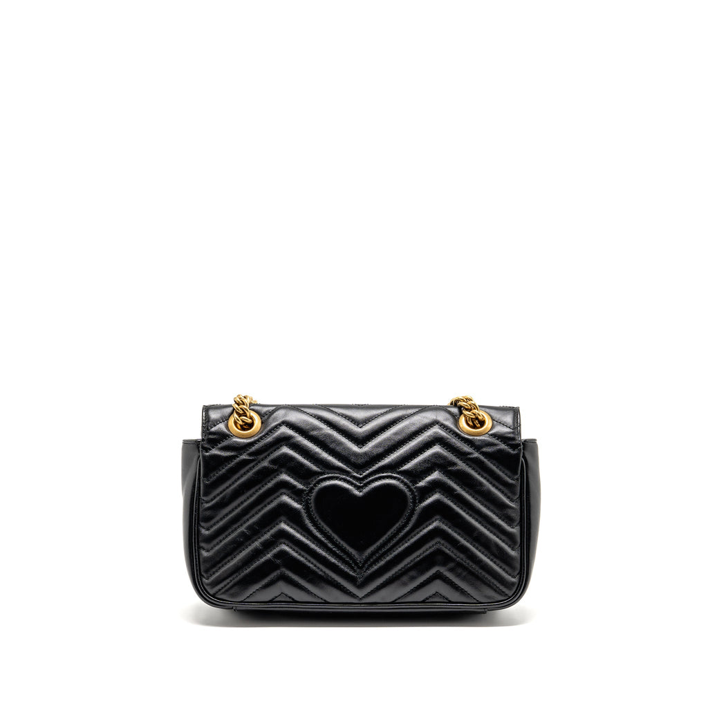GUCCI MEDIUM GG MARMONT SHOULDER BAG CALFSKIN BLACK GHW