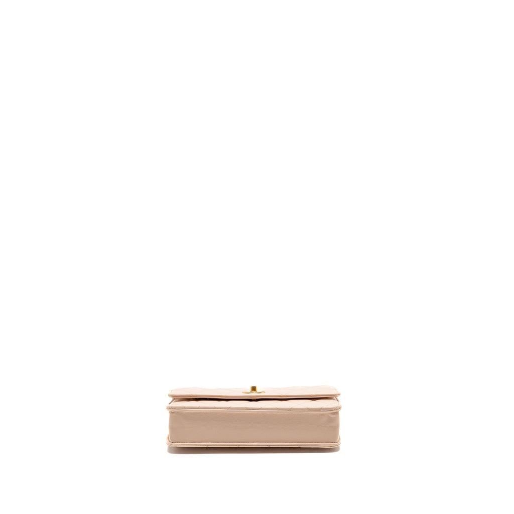CHANEL PEARL CRUSH WALLET ON CHAIN LAMBSKIN LIGHT PINK GHW (MICROCHIP)