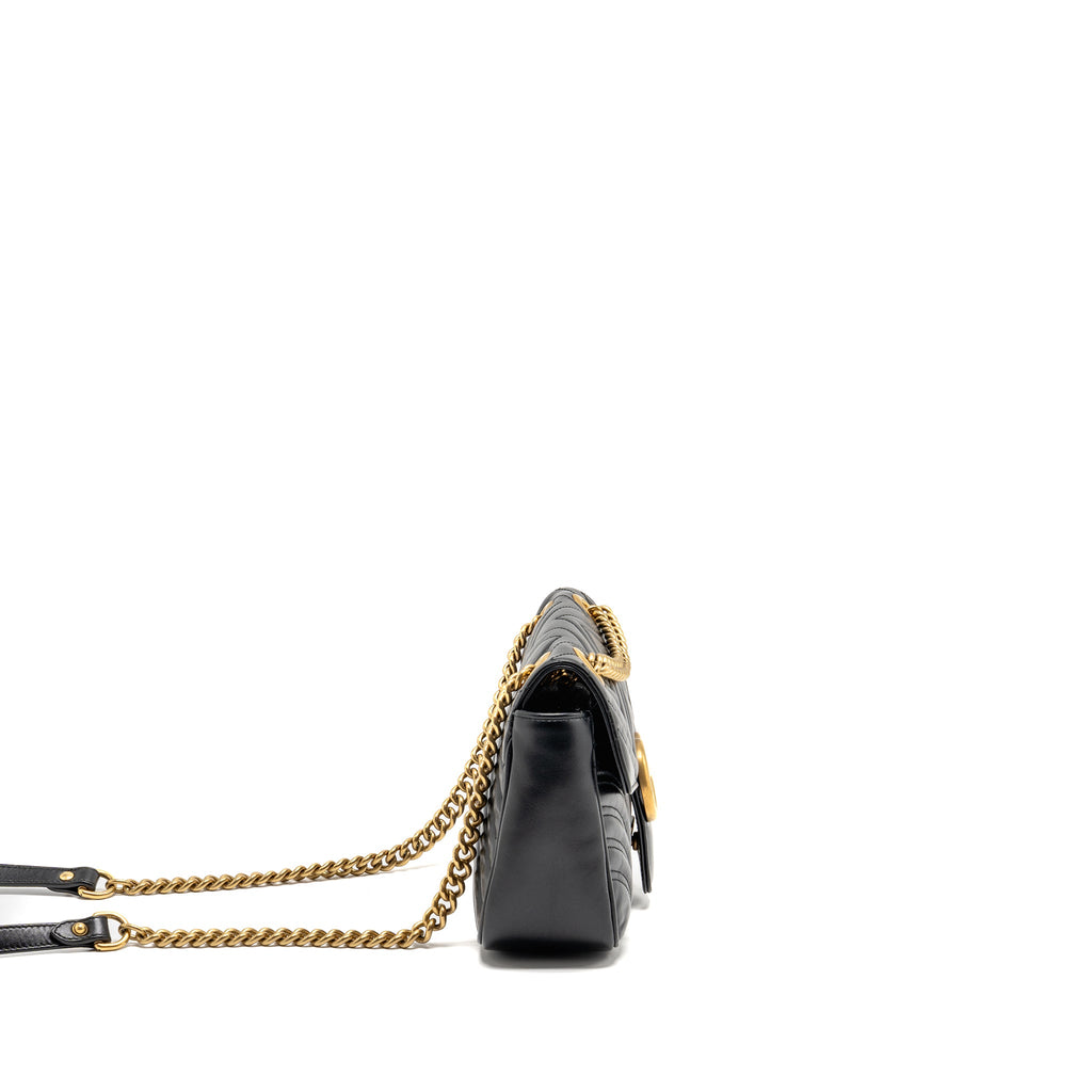 GUCCI MEDIUM GG MARMONT SHOULDER BAG CALFSKIN BLACK GHW